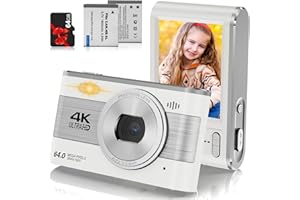 RAWIEMY Digital Camera Full HD 4K Kids Digital Camera 64MP Compact Digital Camera with 64GB Card 18X Digital Zoom Point and Shoot Camera Portable Camera for Teens Students Boys Girls Seniors