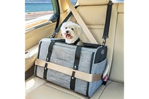 PETSFIT Cat Car Carrier for Medium Cats Dogs, 19"x12"x12" Small Dog Carrier, with Patent Safety Buckles and Escape-Proof Zipper - Safeguarding Car Travel, Vet Visit, Outdoor