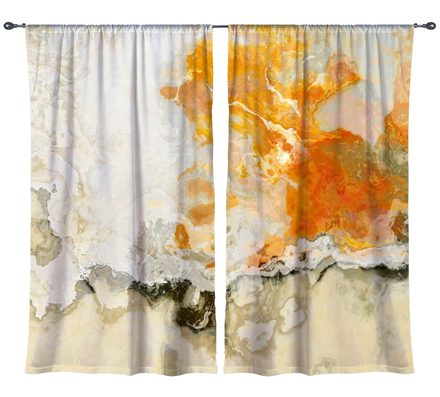 Abstract art draperies, window curtain set with two 50"x84