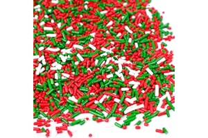 COBAKEY Christmas Sprinkles Bulk for Cake Decorating 7 ounce Holiday Jimmies Red and Green Sprinkles for Xmas Party Cupcake Toppers Cookie Ice Cream Decorations Celebrations