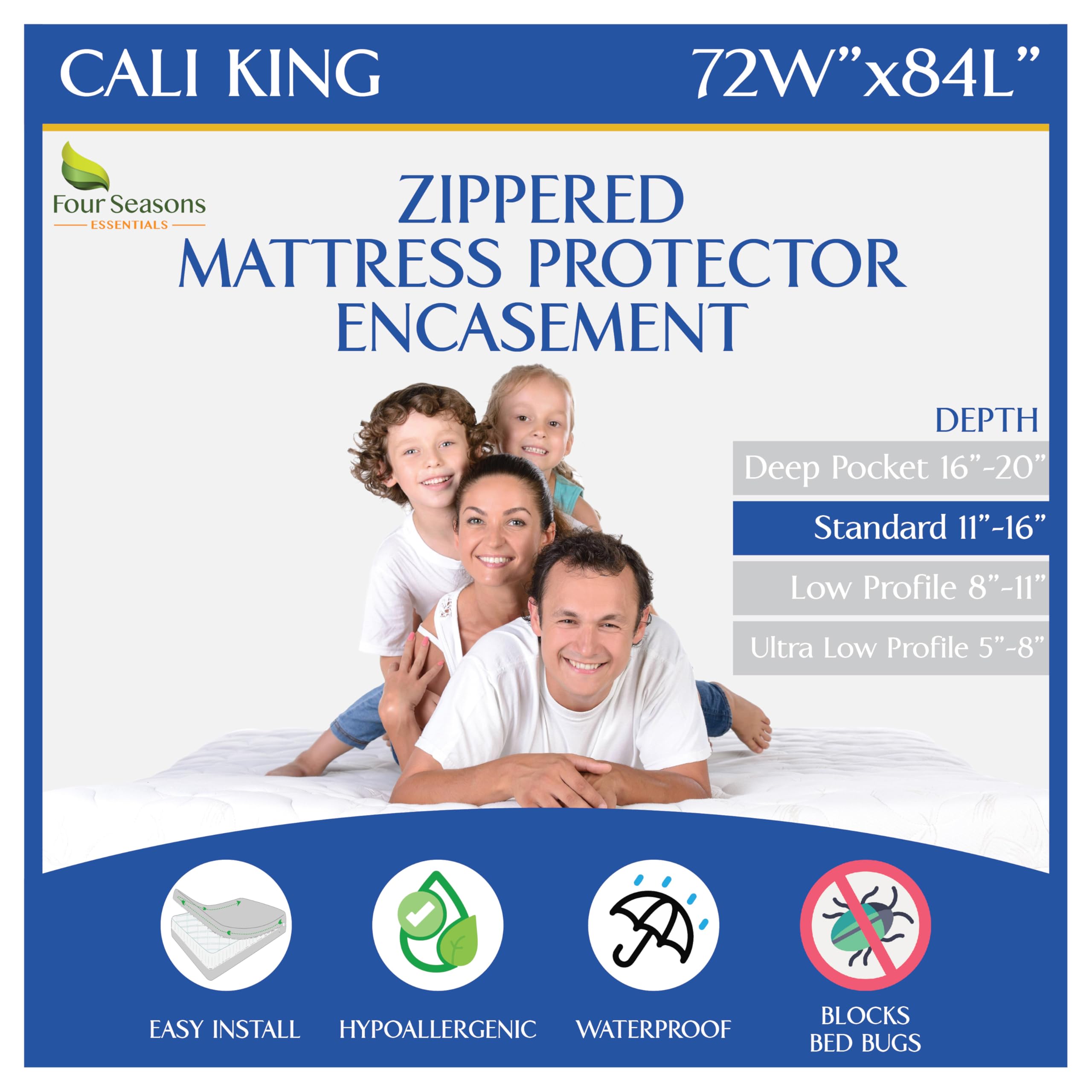 Photo 1 of  King Size Mattress Protector Bed Bug Waterproof Zippered Cover - Hypoallergenic Premium Quality Encasement Protects Against Liquids, Dust - Breathable, Noiseless Fabric