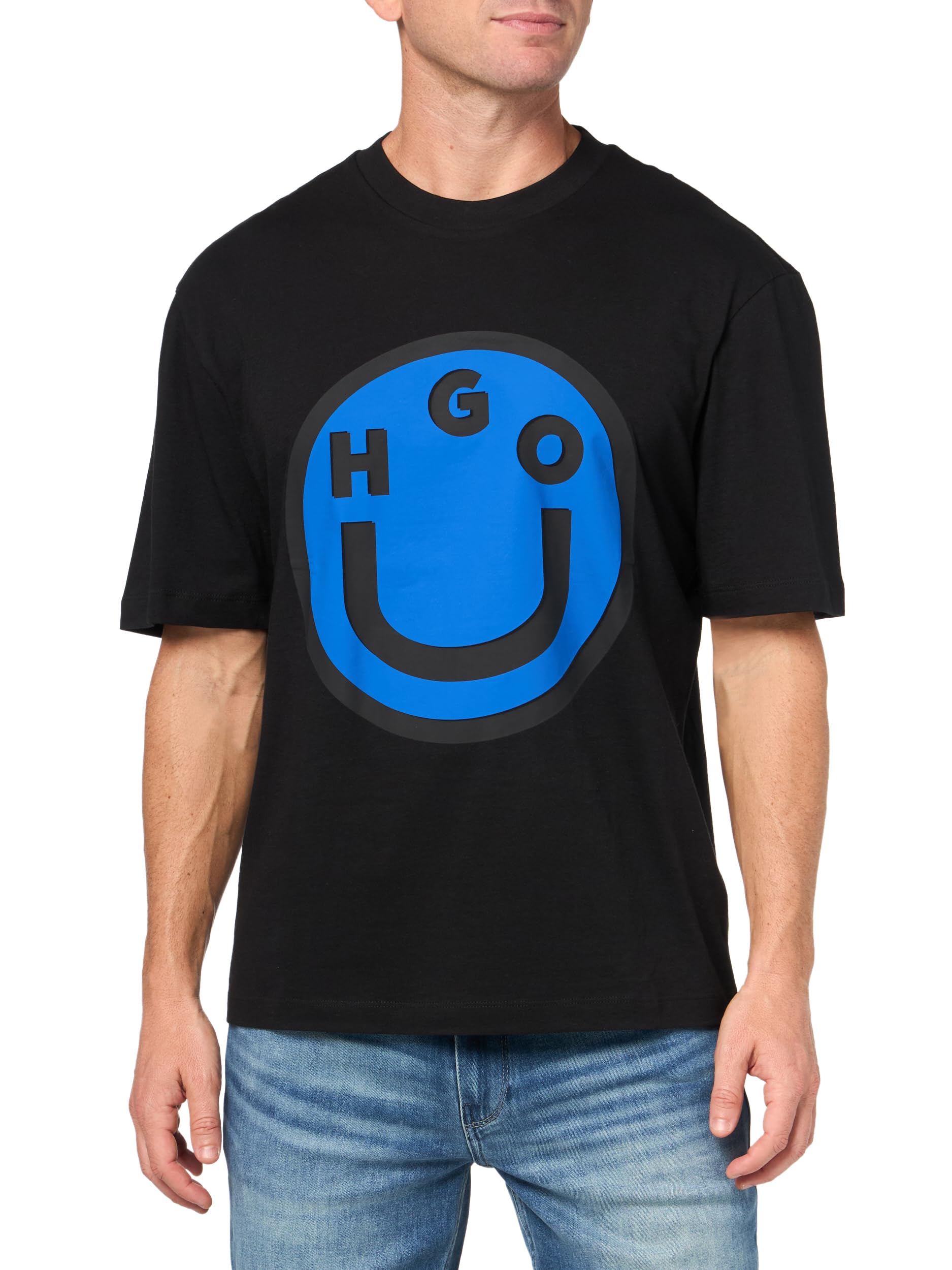 HUGO Smile Face Cotton T-Shirt Black Pepper XX-Large