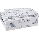 Nautica - King Size Sheets, Cotton Percale Bedding Set, Crisp & Cool, Coastal Home Decor (Whitewood Sail Blue, King)