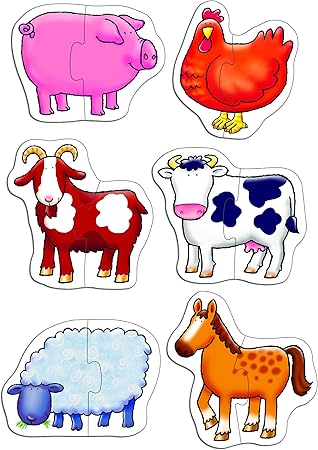 ORCHARD TOYS ORCH158 - 6 PUZZLES 2 PIECES ANIMALS OF THE FARM
