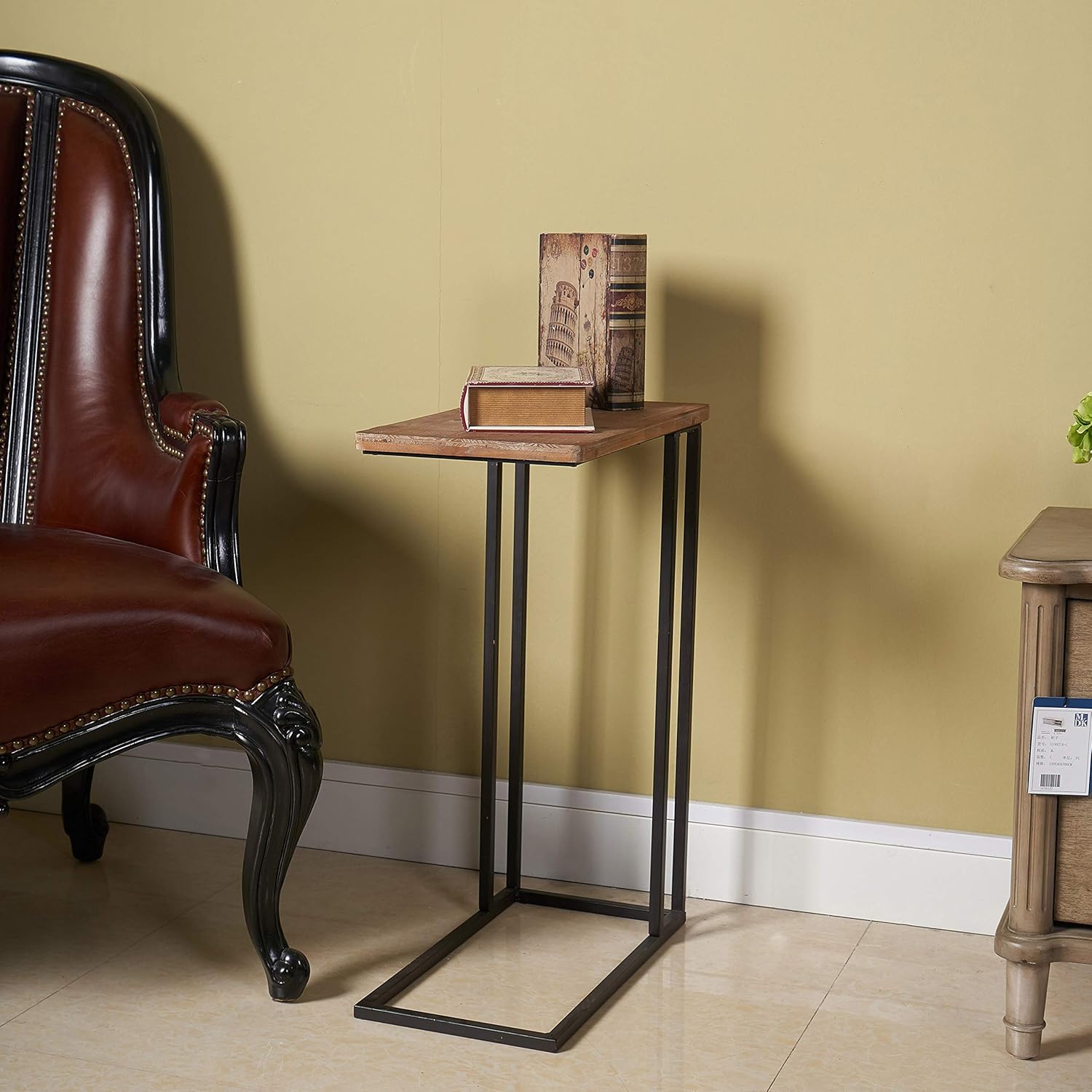 C Shaped Couch Laptop End Side Table, Slide Under Sofa Bed Table with Wood Top for Living Room Bedroom: Kitchen & Dining