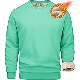 MAGCOMSEN Men's Sherpa Lined Sweatshirts Fleece Pullover Basic Tops Warm Crewneck Winter Sweatshirt