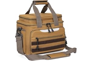 WELIDAY Fishing Tackle Bag for Fishing, Water Resistant Fishing Gear Storage Bag, Soft Tackle Box Storage Case for Saltwater or Freshwater (Khaki)