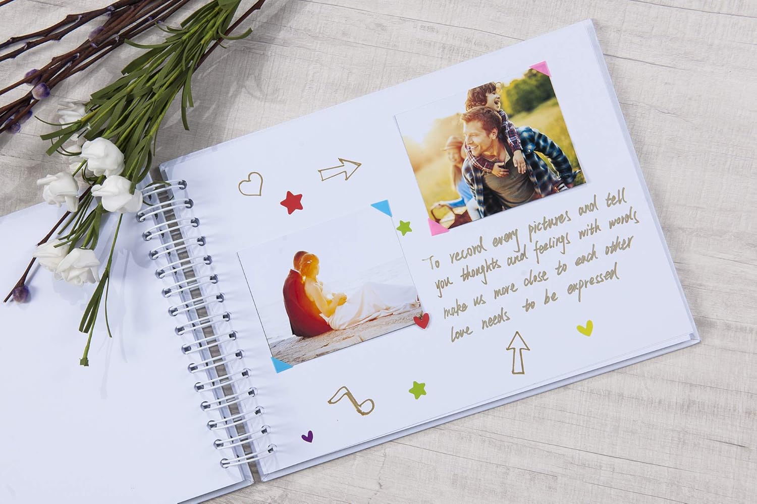 potricher 12.2 x 8.5 Inch Hardcover Kraft Blank Page DIY Scrapbook Photo Album, 80 Pages (40 Sheets) Wedding Anniversary Family Small Scrapbook Photo Album (White)