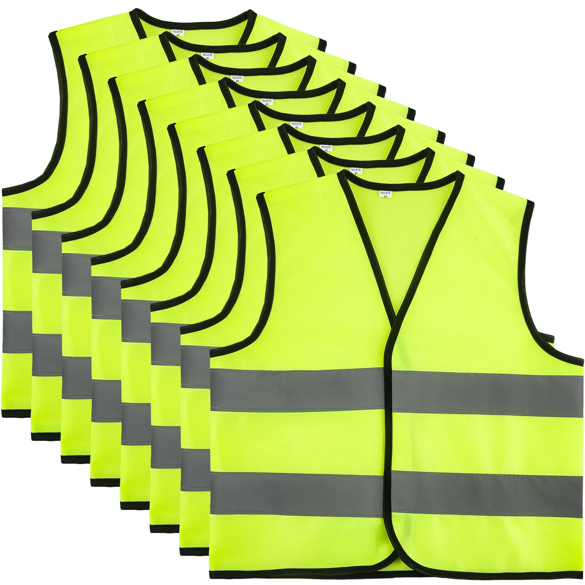 8 Pack Kids Hi Vis Vests Child Safety Vest with Reflective Strips Children High Visibility Reflective Vest for Boys Girls Outdoor Activities (M, 7-9 years(120-130 cm))
