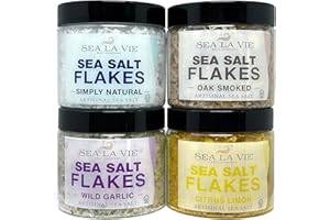 GALIL Sea La Vie, Salt Flakes, Set of 4 x 3.5 oz, Variety Pack, Kosher Handcrafted Gourmet Flakey Finishing Salt Pyramids from the Mediterranean Sea