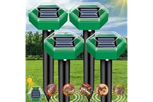 ENERJARY Ultrasonic Mole Repellent Outdoor, 2024 Upgrade Mole Repellent Solar-Powered for Lawn Garden and Yard, Waterproof Mole Killer Traps for Gophers Snake Chipmunks Voles Groundhogs, 4PC-Green