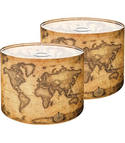 Set Of 2 Natural Linen Drum Lamp Shades - 11" Top X 11" Bottom X 8.9" H, No Harp Needed, Easy Assembly