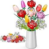Flowers Bouquet Building Set, 680 PCS Bricks Blocks Toy for Adults Kids Women, Tulips & Roses Artificial Plant Flowers Botanical Collection Kit, Gifts for Valentine's Day, Mother's Day, Christmas