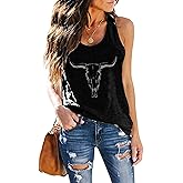 Womens Vintage Graphic Racerback Tank Tops Summer Beach Vacation Tank Cami Casual Loose Workout Yoga Tanks Vest