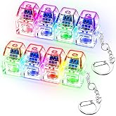 2 PCS Glow Keyboard Fidget Toy, Keyboard Fidget with LED Light Keychain 4-in-1 Keyboard Decompression Button Finger Clicker Toys, Button Stress Relief Fidget Gifts for Kids Adults(Purple Red)
