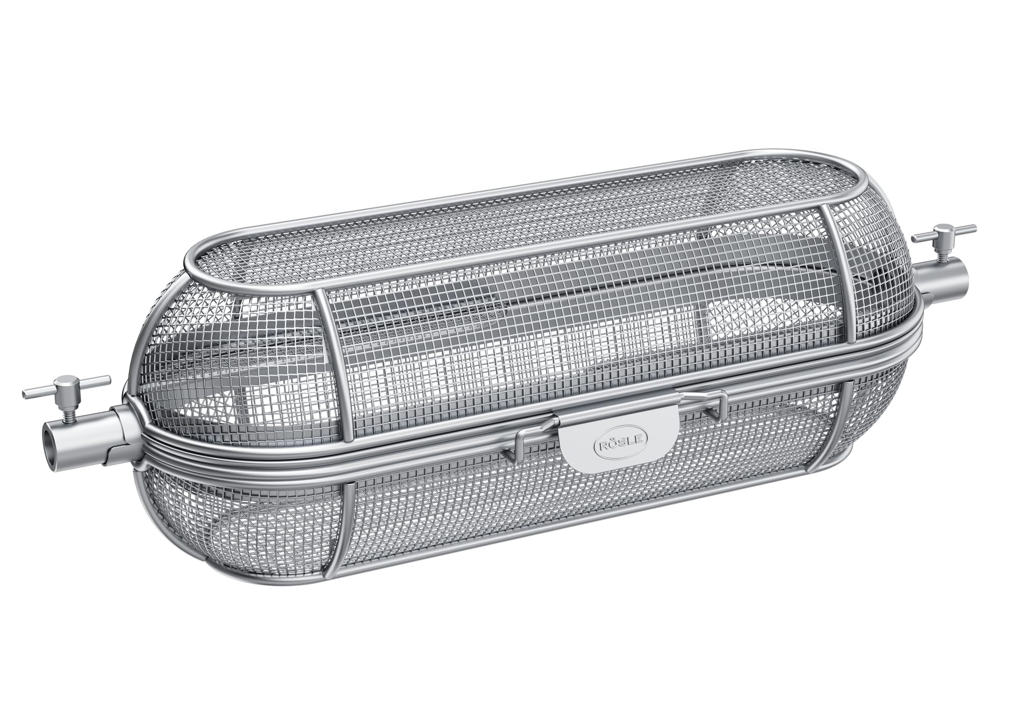Rösle Rotisserie basket, barbecue skewer basket for potato crevices and vegetable cubes, suitable premium rotisserie skewer, stainless steel 18/10, silver colours