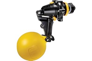 Jobe Valves J-TPV0075DLT Topaz Trough Valve with 4.9"-Wide Float, 200L/Min, 100PSI, Detach Long Tail, 3/4" NTP Inlet, Yellow/Black