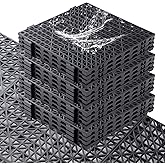 WENQUIT 12PCS Interlocking Drainage Mat, 12" x 12" Non-Slip Splicing Rubber Drainage Floor Mats with Holes, Cushioning Floor Tiles Mats for Deck, Pool, Indoor Bathroom & Outdoor Balcony-Black