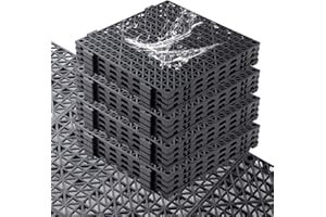 WENQUIT 12PCS Interlocking Drainage Mat, 12" x 12" Non-Slip Splicing Rubber Drainage Floor Mats with Holes, Cushioning Floor Tiles Mats for Deck, Pool, Indoor Bathroom & Outdoor Balcony-Black