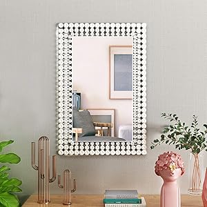 KOHROS Large Antique Wall Mirror Ornate Glass Framed Venetian Decor Mirror Bedroom,Bathroom, Living Room (W 23.6" x H 35.4" Rectangle)