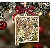 AlvaradoDesign New Mexico State Christmas Wooden Ornament - State USA Ornament - Moving to New Mexico Gift - Travel Gift - 2 Layer Laser Cut Wooden Ornament