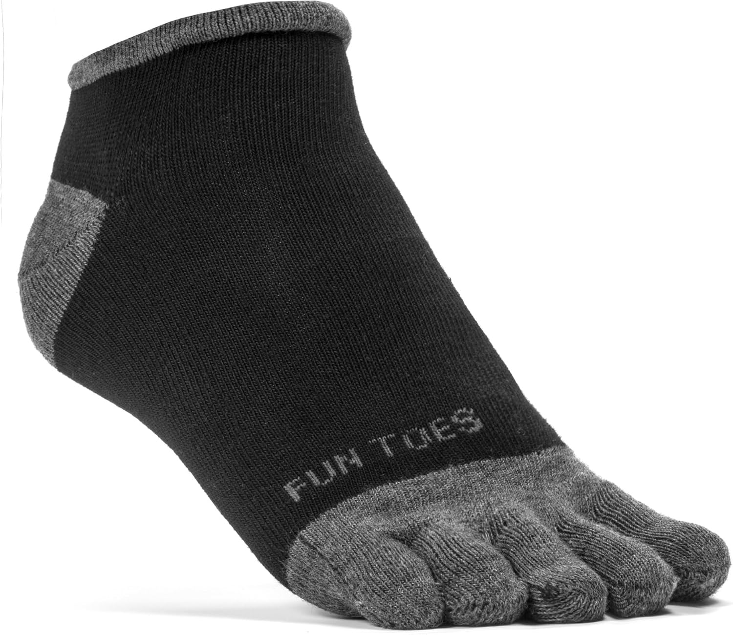 FUN TOES Men's Toe Socks Lightweight Breathable-Value 6 PAIRS Pack- Size 10-13 (2 Grey-Black/ 2 Black-Grey/ 2 Grey-Green): Clothing