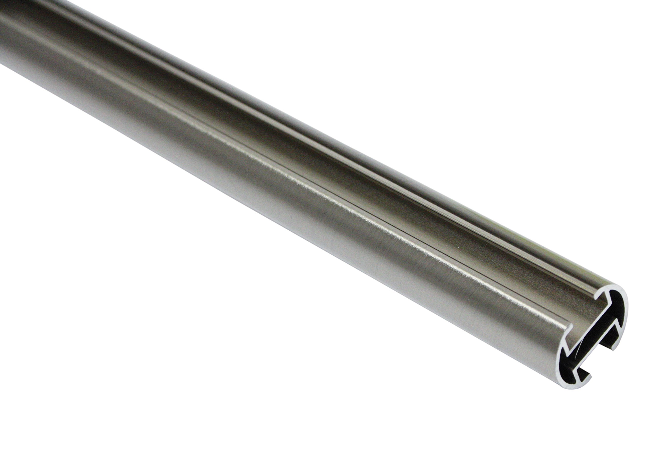 Gardinia Curtain Rod, Metal Rod with Inner Tracks, Chicago Series, 20 mm Diameter, 120 cm Long, Stainless Steel Finish