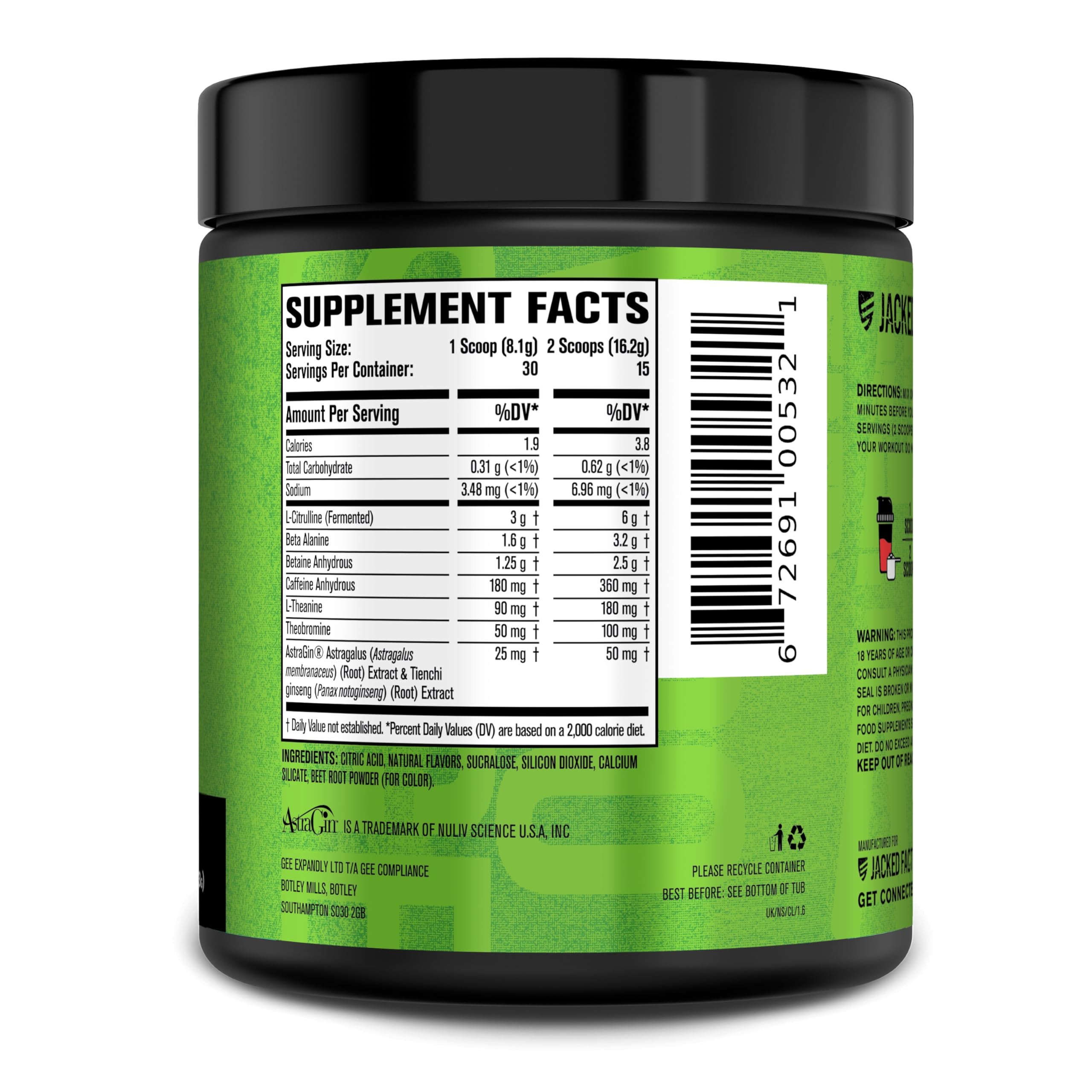 Jacked Factory NITROSURGE Pre Workout Supplement - Endless Energy, Instant Strength Gains, Clear Focus, Intense Pumps - NO Booster & Preworkout Powder with Beta Alanine - 30 Servings, Cherry Limeade