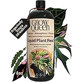 Grow Queen Organic Liquid Indoor Plant Food, Houseplant, Tropical & All-Purpose Indoor Plant Fertilizer, Organic Liquid Fertilizer 5-5-5 with Sea Kelp, 8oz Treats 50 Gallons