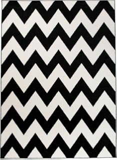Benuta Shaggy Hochflor Teppich Graphic Zick Zack Schwarz Weiss