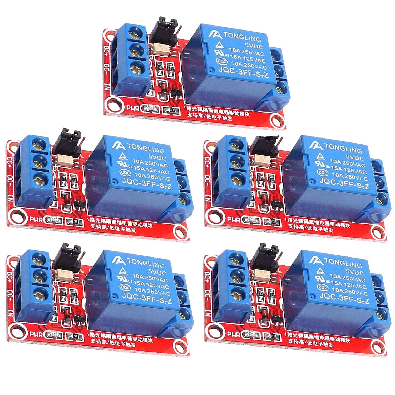 PENGLIN 5PCS 5V Relay Module with Optocoupler High or Low Level Trigger Expansion Board for Raspberry Pi Arduino