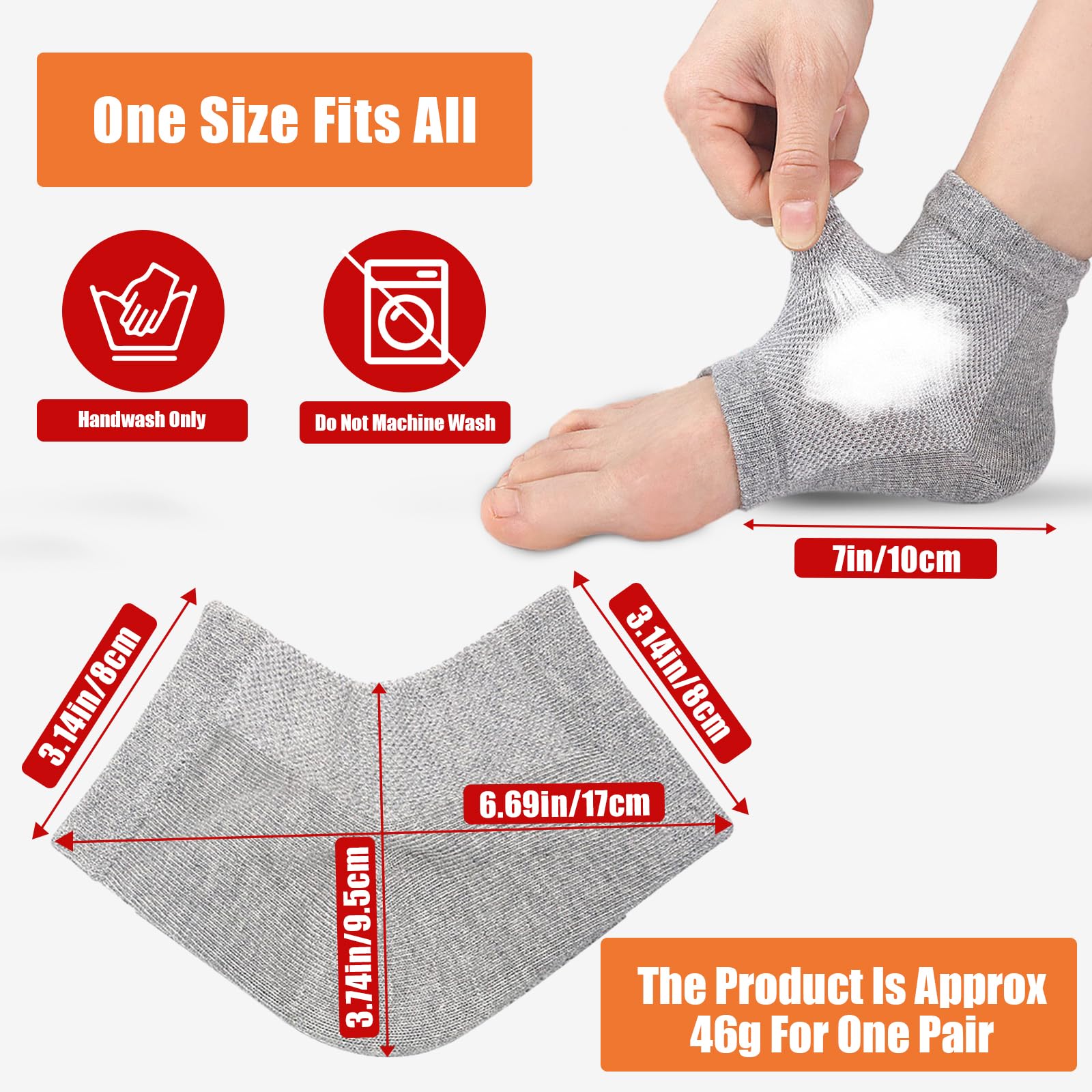 Sagry Sagry 8Pairs Moisturizing Gel Heel Socks, Silicone Heel Socks, Heel Socks for Dry Cracked Feet Women, Toeless Heel Repair Socks for Foot Care Treatment, Cracked Heels, Dry Feet, Foot Calluses