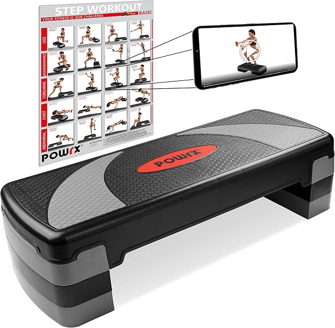 POWRX Step Fitness/aeróbic escalón XL (80 x 30 cm) - Stepper Ideal ...