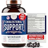 WINDSOR BOTANICALS Cholesterol Supplements - Citrus Bergamot, Niacin, Red Yeast Rice, Berberine, Aronia Berry Extract to Support Normal HDL and LDL Cholesterol Levels - 90 Vegan, Non-GMO Capsules
