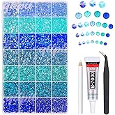 qiipii 28 Types Blue Jelly Resin Rhinestones w B7000 Jewelry Glue for Bedazzling Crafting 3-6mm Flatback Colorful Stones Gems Diamonds for Face Eyes Makeup DIY Crafts Tumblers Bottles Clothes Shoes