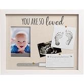 Kate &amp; Milo You Are So Loved Baby Keepsake Collage Frame | Newborn Shadowbox with Ink Pad, Hospital Bracelet, Birth Card, Push Pins, Easel and Wall Hanger