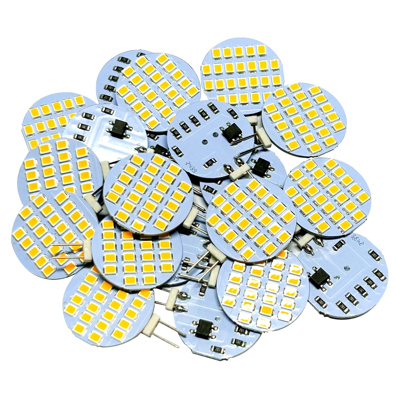 GRV G4 Bi Pin Base Halogen Replacement Bulb 24-2835SMD LED Bulb Lamp Super Bright RV Camper Under Cabinet Dome Light DC12V Dimmable Warm White Soft Light Pack of 20