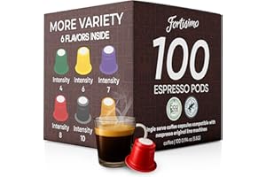 FORTISIMO Espresso Pods Variety Pack - 100 Count Espresso Capsules - Compatible with Nespresso Original Line Machines - Authentic and Refined Taste Freshly Packaged in Italy