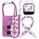 Toykee Bag Strap Crossbody Charms for Bogg Bag Accessories - Shoulder Strap Neoprene Luggage Handle Wrap for Suitcase & 2 Key Holders Butterfly