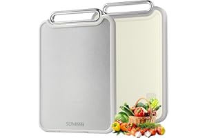 Stainless Steel Cutting Board Double Sided 304 Steel & Food-Grade PP Large Chopping Board for Meat and Kitchen, Non-Slip 16"x