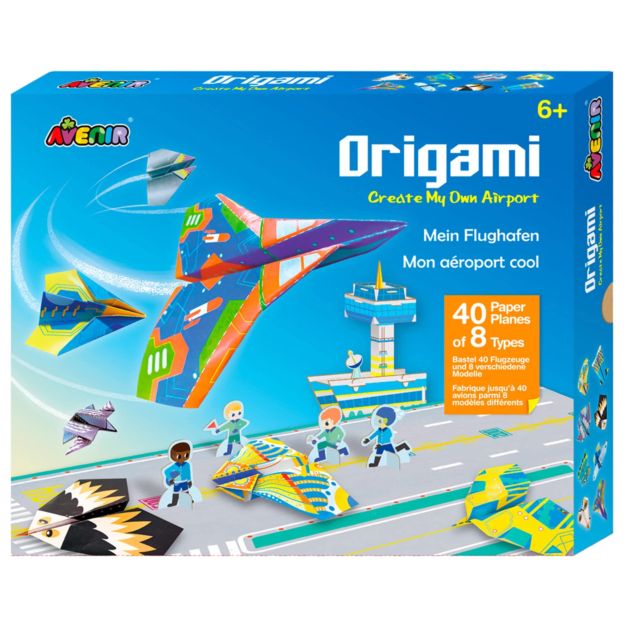 Avenir Origami Create My Own Airport for Kids Ages 6-12 Year Olds, with Guiding Book, Paper Sheets with Patterns, DIY Art and Craft Projects Activity, Beginners Children's Day Gift Childs Boys Girls