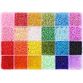 Quefe 24 Colors 10800pcs 3mm Glass Seed Beads Kit | 8/0 Craft Glass Beads, Friendship Bracelet Kits, 3mm Seed Beads, Bracelets Making Jewelry Necklaces DIY Craft Supplies