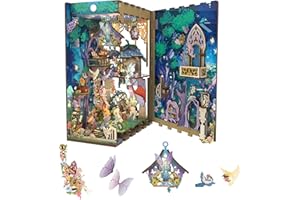Tonecheer Tonecheer x BRITISH LIBRARY DIY Book Nook Kit,Shakespeare 3D Wooden Puzzle for Adults,Miniature House Booknook Bookshelf Insert Decor with LED Lights Unique Gifts(A Midsummer Night's Dream)