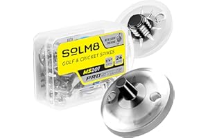 SOLM8 Metal Spikes for Golf and Cricket Shoe Spikes Replacement - 1/4 Inch 6mm Screw Type Metal Threading (Spanner Included)