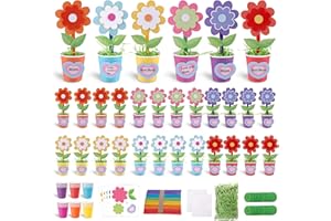 30 Packs Mother's Day Flower Paper Pot Craft Kits for Kids Make Your Standing Spring Flower Craft Kits Paper Cup Arts Crafts 