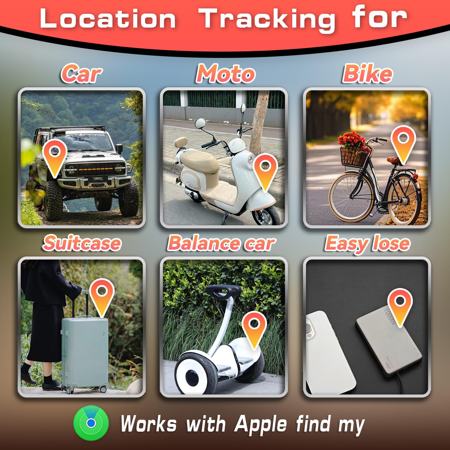 Mini GPS Vehicle Tracker - Real-Time Magnetic Tracking Device with Weatherproof Case, No Monthly Fees, Compatible with Apple Find My (iOS Only) - Ultimate Hidden Car Tracker for Global Coverage