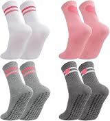 Zuimei 4 Pairs Yoga Grip Socks Women Non Slip Pink Heart Cotton 5 Colors