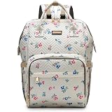 Diaper Bag Backpack, Diaper Bags for Baby Girls Boys, Baby Bags for Moms Dads, Nappy Changing Bag with Insulated Pockets,Multi-functional Waterproof Backpack with Stroller straps-Beige Flowers