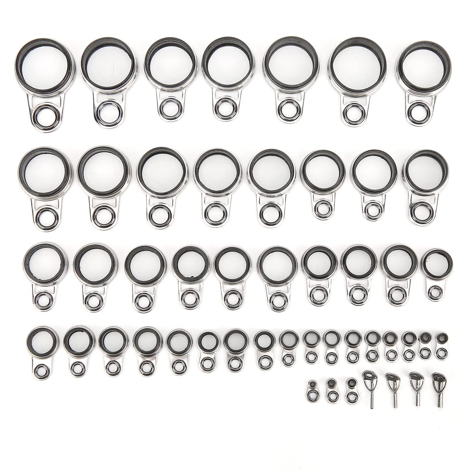 Uadme Fishing Rod Guides Line Rings,49 in 1 Set Wear‑resistant Portable,for Universal Rock Casting Tackle with Side Ring Outdoors Accessories