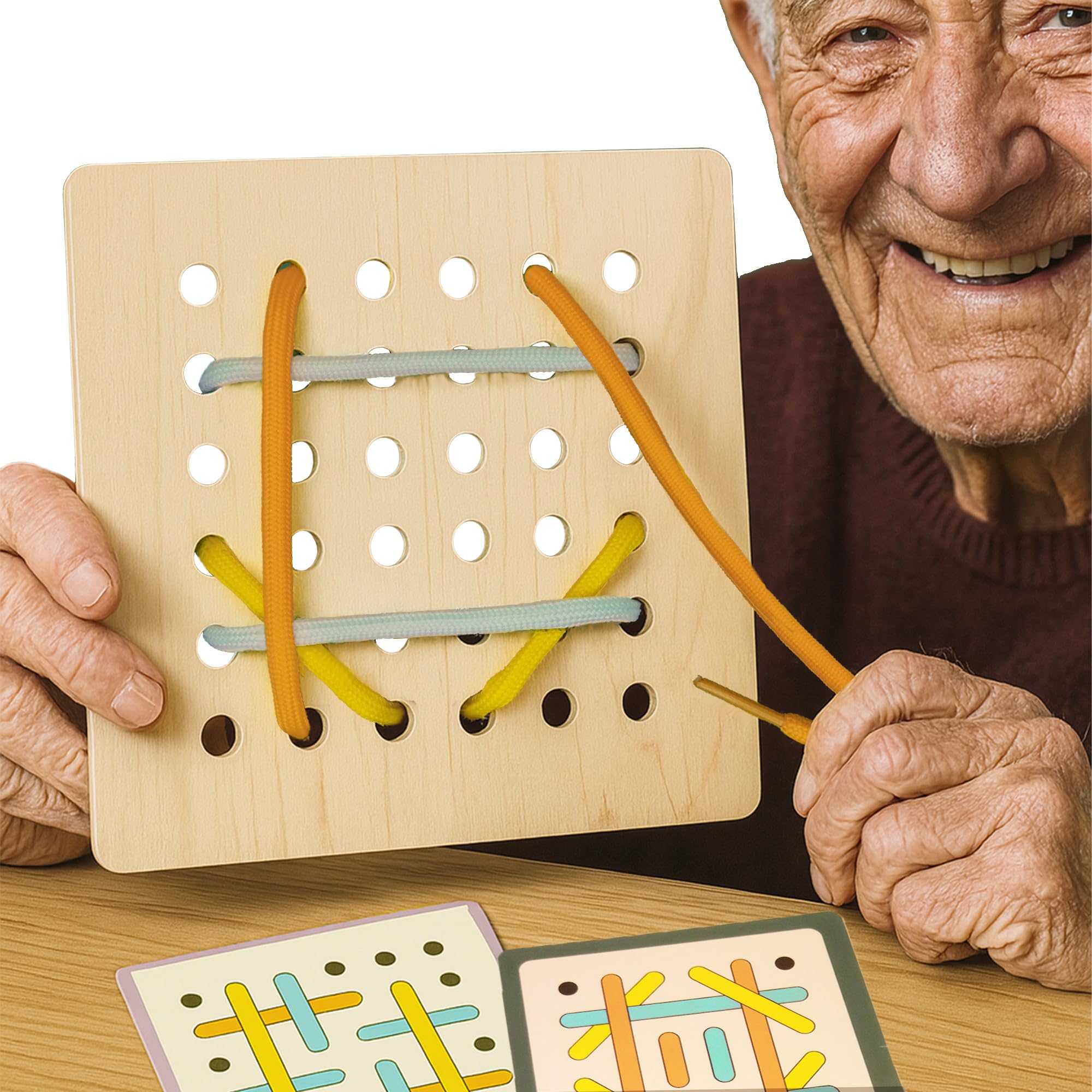 ComfiCare Threads Lacing Board - A Calming Occupational Therapy Activity for Seniors with Dementia & Alzheimer's - Enhances Fine Motor Skills, Focus, and Hand-Eye Coordination